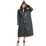Black Fashion Adult Waterproof Long Raincoat Women Men Rain Coat Hooded For Outdoor Hiking Travel Fishing Climbing Thickened