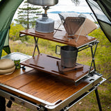 Double Layer Wooden Outdoor Folding Table - Multifunctional Portable for Camping, Hiking, Barbecue