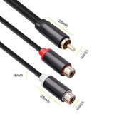 0.3m Speaker Y-Adapter Splitter RCA 1 Male to 2 Female Stereo Audio Cable Gold Plated