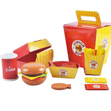 Simulation Wooden Hamburger Fries Fast Food Model Set Pretend Play Toy Creating Stacking Burger Combinations Kids