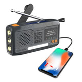 Portable DAB/FM Bluetooth Solar Receiver with Hand Crank - Emergency Outdoor Radio with LED Flashlight and SOS.