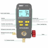 Refrigeration Digital Manifold Pressure Temperature Electronic Manometer Gauge Tester Car Air Conditioner for R134A R32