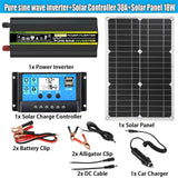 12V to 220V Panel System 18V 18W Solar Panel+30A Charge Controller +Pure Sine Inverter Complete Power Generation Kit