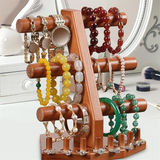 Wooden Holder Jewelry Brown 3 Tier Bangle Rack Bracelet Display Stand for Lady Bathroom Store Bedroom