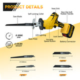 Cordless Reciprocating For 20V Battery 3000SPM Variable Speed Saber Saw Wood Metal PVC Pipe Cutting (No Battery)
