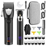 LM-2033 Resuxi Cordless Professional Trimmer All Metal Body Low Noise Electric Hair Clipper 2 in 1 Set with Travel Bag for Men