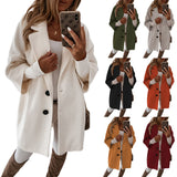 Button Lapel Pocket Wool Jacket Women's