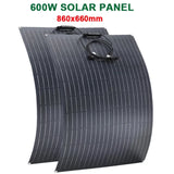 600W/300W Solar Panel Kit - 18V Flexible Monocrystalline Solar Cells Power Charger for Outdoor Camping, Yacht, Motorhome, Car, RV, Boat.