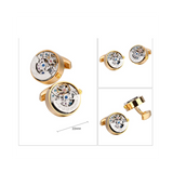 Movement Gear Precision Carving Fully Automatic Mechanical French Shirt Cufflinks Men's Sleeve Nails, C