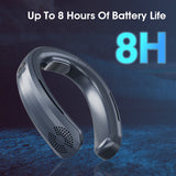 Portable USB Hanging Neck Mute LED Digital Display Bladeless Mini Electric Fan - Surround Air Outlets, for Outdoor Sports