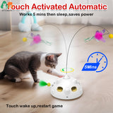 Interactive LED Light Automatic Toy with Feather Flying Butterfly Balls for Indoor Cats and Kittens.