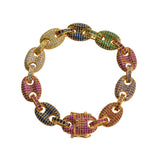 Colorful Zircon Pig Nose Chain Coffee Bean Chain