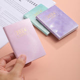 A7 Notebook 2024 English Planner Faux Leather Hardcover Mini Journal with Ink-proof Paper