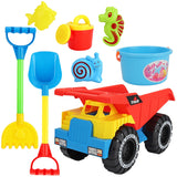 Beach Set Sand Truck Bucket Shovels Rakes Tool Kit Sea Animal Molds Watering Can Toys For Toddlers Kids