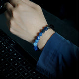 Bracelet Men's Crystal String Natural Blue Stone