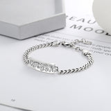 S925 Sterling Silver Graffiti Pattern Rabbit Bear Bracelet