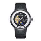 PINTIME Watch Men Top Brand Mechanical Watches Automatic Skeleton Moon Pharse Wristwatch Waterproof Luminous Relogio Masculino