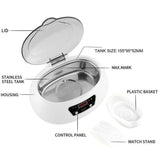 Ultrasonic Cleaner Bath with Timer - For Jewelry Parts, Glasses, Manicure Stones, Cutters, Dental Razor Brush, 304 Stainless Steel, Ultrasound