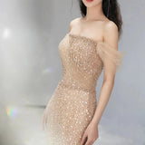 Off Shoulder Model Runway Fish Tail Dress