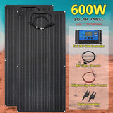 600W 18V Flexible Monocrystalline Solar Panel Kit - Complete System for Home, Car, Boat, RV, and Camper. 12V Battery Charger
