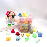 Squishy 24Pcs Party Favors for Kids, Mochi Toy Stress Reliever Anxiety Toys, Easter Basket Stuffers with Storage