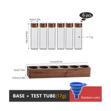 Beans Storage Container Tea Test Tube Glass Bottle with Walnut Display Rack Espresso Coffee Accessories C