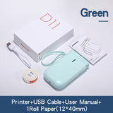 Handheld Wireless Labels Ink-less Printer Pocket Rechargeable Bluetooth-compatible Picture Print Household Green