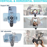 Tripod Mount Clip Metal Phone Holder Clamp with Cold Shoe Arca 360 Rotatable for Live Photography Vlog for Canon Sony Dslr