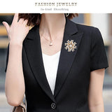 Crystal Solid Color Snowflake Fashion Exquisite Pearl Brooch Women's Jewelry
