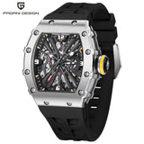 2023 PAGANI DESIGN New Men Quartz Wristwatch Hollow Out Square Stainless Steel Waterproof Clock Luxury Sapphire Watch for Men