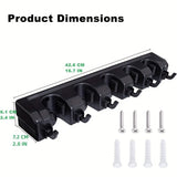 Broom and mop holder, wall mounted garden tool organizer, household laundry room, 1 unit