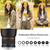 Andoer 85mm F1.8 Large Aperture Medium Telephoto Full Frame Portrait Camera Lens Manual Focus EF Mount for Canon EOS Cameras