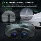 Marine Binoculars 10x50 with Rangefinder Compass for Adults - FMC Lens Waterproof Fogproof Low Light Vision for Hunting Bird