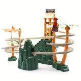 1 Set Of Plastic Green Dinosaur Breakthrough Big Adventure Climbing Stair Track, Electric Luminous Sound Toy