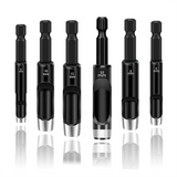 6Pcs Hollow Bits -Leather Hole Punch Tool Flexible Extension Hexagonal Handle Drill Bit Set