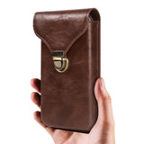 Holster Carabiner Clip Mobile Phone with Brass Spring Lock Men's Faux Leather Belt Bag for Cellphone