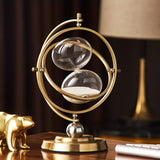 1pc Side Globe Rotatable Hourglass Ornament,Metal Can Rotate Craftwork Creativity Modern Art Home Desk Accessory,room Decor