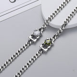 S925 Sterling Silver Geometric Diamond Vintage Bracelet