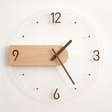 1pc, Luxury Acrylic Wooden Wall Clock - Silent and Punch-Free for Bedroom and Living Room Decor
