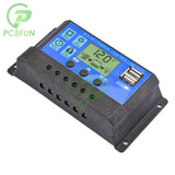 Solar Panel 10A20A30A 12V24V Auto Battery Charge Regulator PWM Controller LCD Dual USB for PV Home