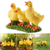 Three Little Duc Statues Cute Figurine Creative Lovely Duck Sculptures Resin for Garden Patio Lawn Yard Decor