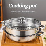 1pc Stainless Steel Saucepan, Steamer Pot, Soup Pot, Suitable For Hot Pot, Steaming Crab, For Home Kitchen Restaurant