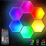 6pcs LED Hexagon Wall Light, Smart Modular Honeycomb Light With APP Remote Control And Music Sync,