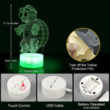 1pc Turtle 3D Night Light, 16 Colors, Smart Touch And Remote Control, Dimmable 3D Illusion Lamp