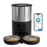 4L APP Pet Feeder Large Capacity Stainless Steel Food Bucket Automatic Cat and Dog Feeding Bowl