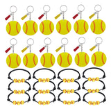 Acrylic Keychains And 12 Pcs Softball Bracelets Decorations For Sportsmen Team School Souvenir Party