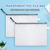 Pvc Waterproof Zipper Pouch File Holder Set School Office Supplies Durable Transparent Home for Students