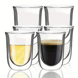 1set/2.8oz, Espresso Cups, Double Walled Espresso Glasses, Insulated Borosilicate Glassware Tea Cups, Perfect For Cold Or Hot Drinks, Coffee, Whisky, Vodka, Cocktail, Coffee Tools