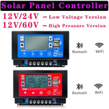 30A 60A MPPT Solar Controller 12V 60V Bluetooth WIFI Embedded Snap-on Energy Storage Panel Battery Smart Regulator LCD Display