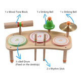 Set 7-in-1 Desktop Portable Detachable Drum Kits Percussion Instrument Natural Wood Smooth Burrless for Birthday Gift